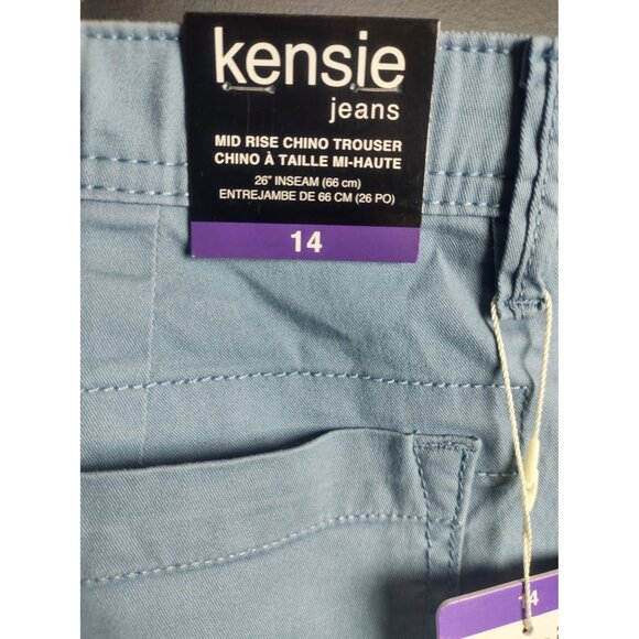 Kensie Women’s Mid Rise Chino Trousers Size 14 Casual Cotton Pants - Picture 6 of 9